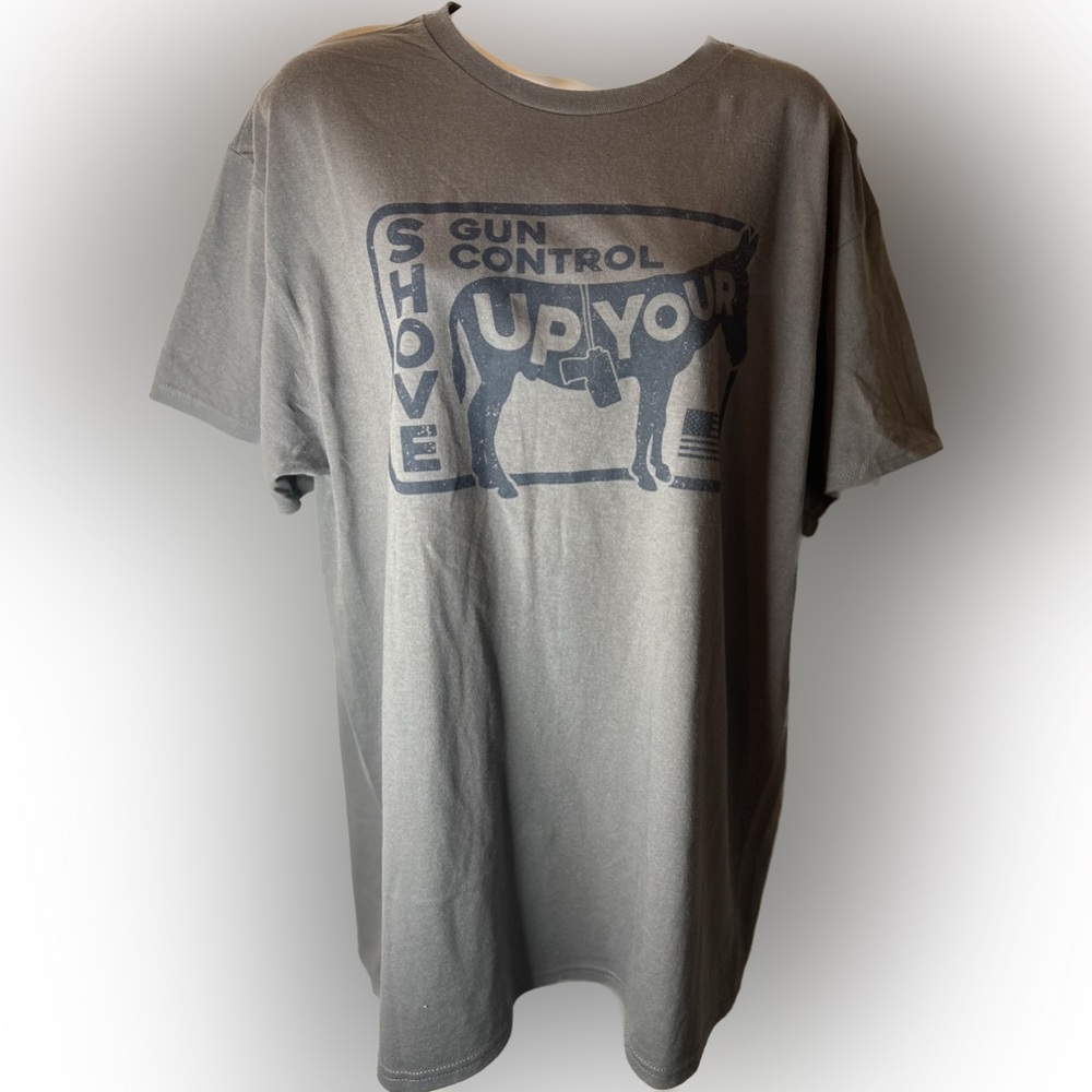 Funny novelty short sleeve tee shirt gray size L
